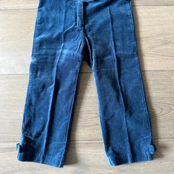 JANIE AND JACK GIRLS VELVET FULL LENGTH PANTS WITH BOW DETAIL - Picture 2 of 4